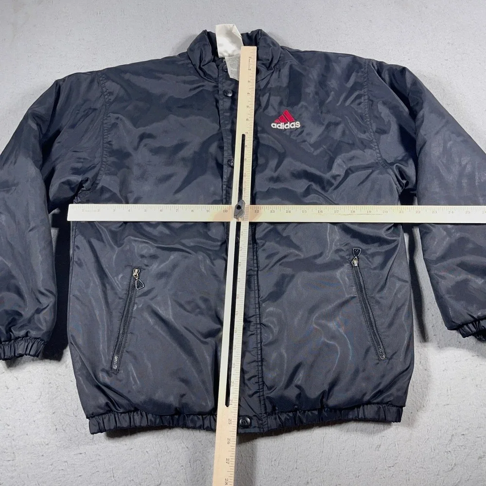 Vintage Adidas Jacket Mens Large Snap Zip Front Puffer Nylon Red Logo‎ 90s